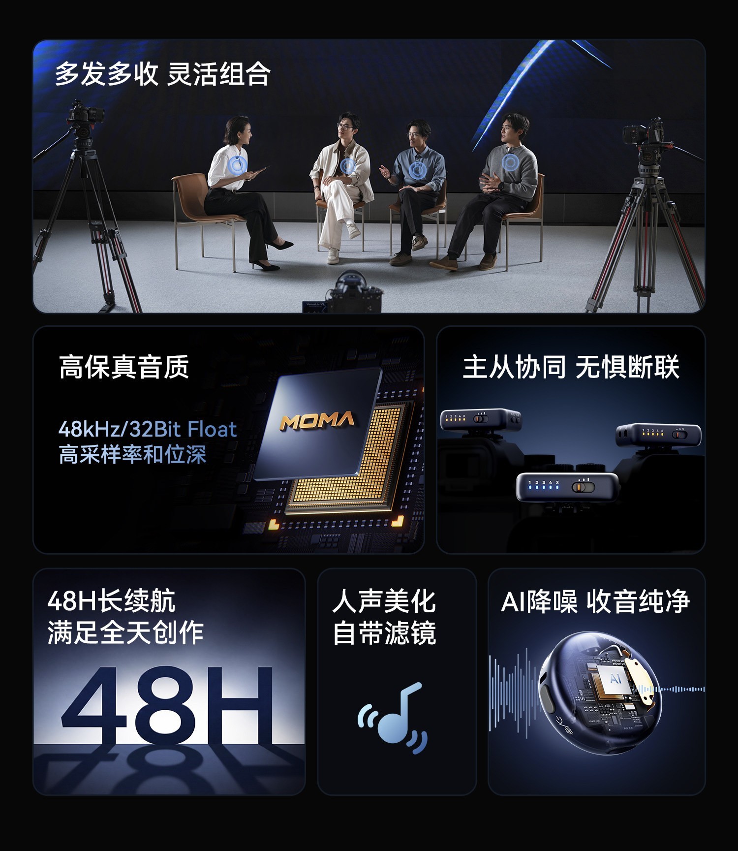 多主播直播收音怎么选？猛玛LARK M3 4发同台一人一轨解析