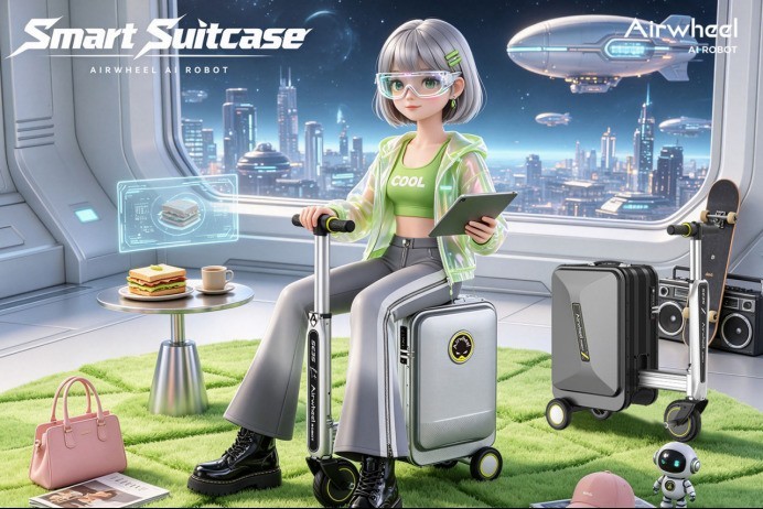 爱尔威Airwheel Robot Suitcase全智能电动骑行登机行李箱重塑当代出行方式