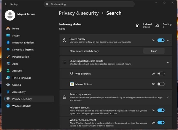 微软推Win11搜索优化更新：禁用网页搜索，专注本地毫秒级检索