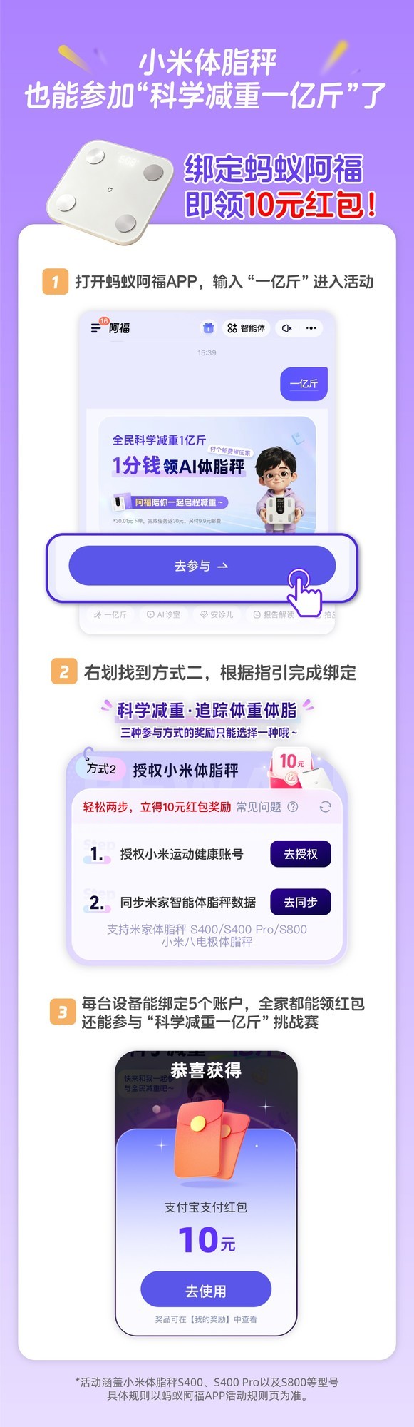 小米体脂秤打通接入蚂蚁阿福 “减重一亿斤”全国网友已累计减重超400万斤