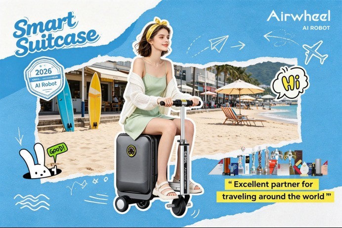 爱尔威Airwheel Robot Suitcase全智能电动骑行登机行李箱重塑当代出行方式