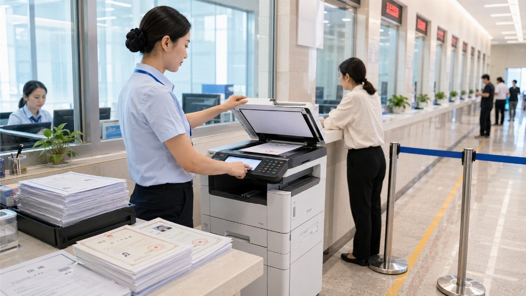 政务大厅复合机怎么选?不能卡、要简单、证照清晰——理光窗口方案