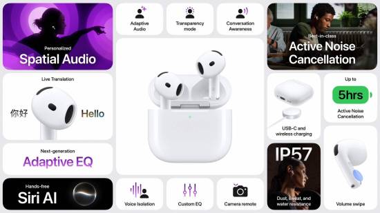 苹果发布AirPods 5：首款带主动降噪的开放式耳机，9月18日开售