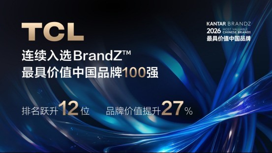 TCL入选凯度BrandZ最具价值中国品牌100强 全球品牌价值持续攀升