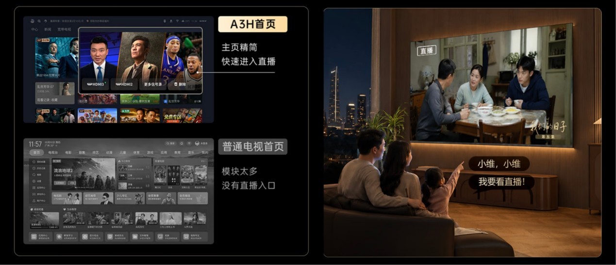 不用复杂操作,一键看电视直播!创维电视A3H引领电视极简体验