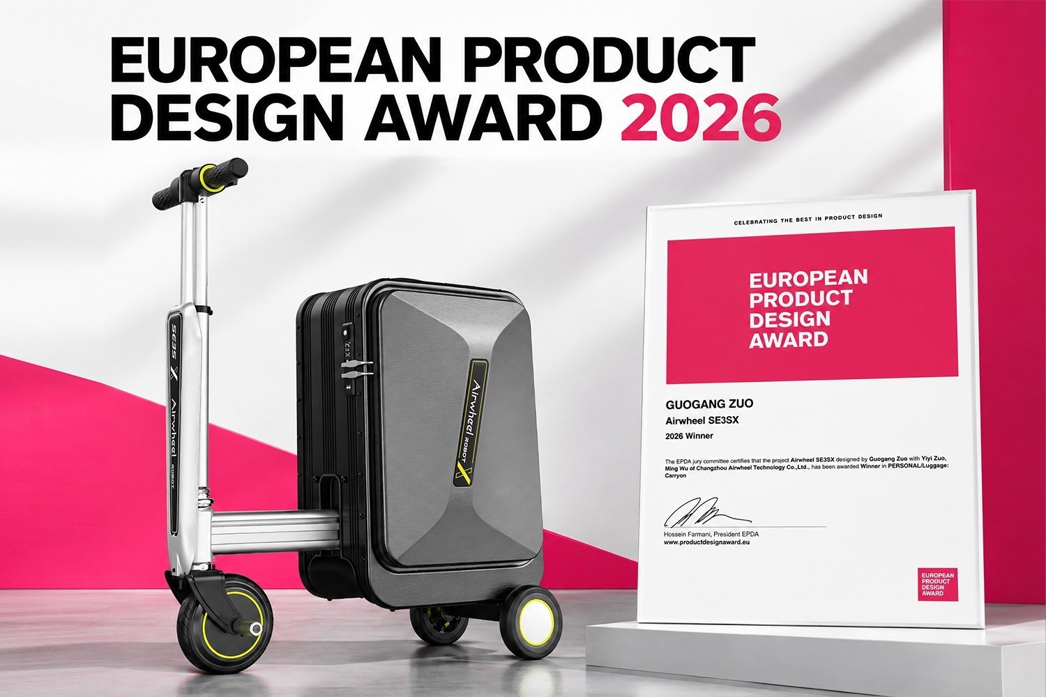 爱尔威Airwheel SE3SX 斩获 2026 欧洲产品设计奖 EPDA 优胜奖