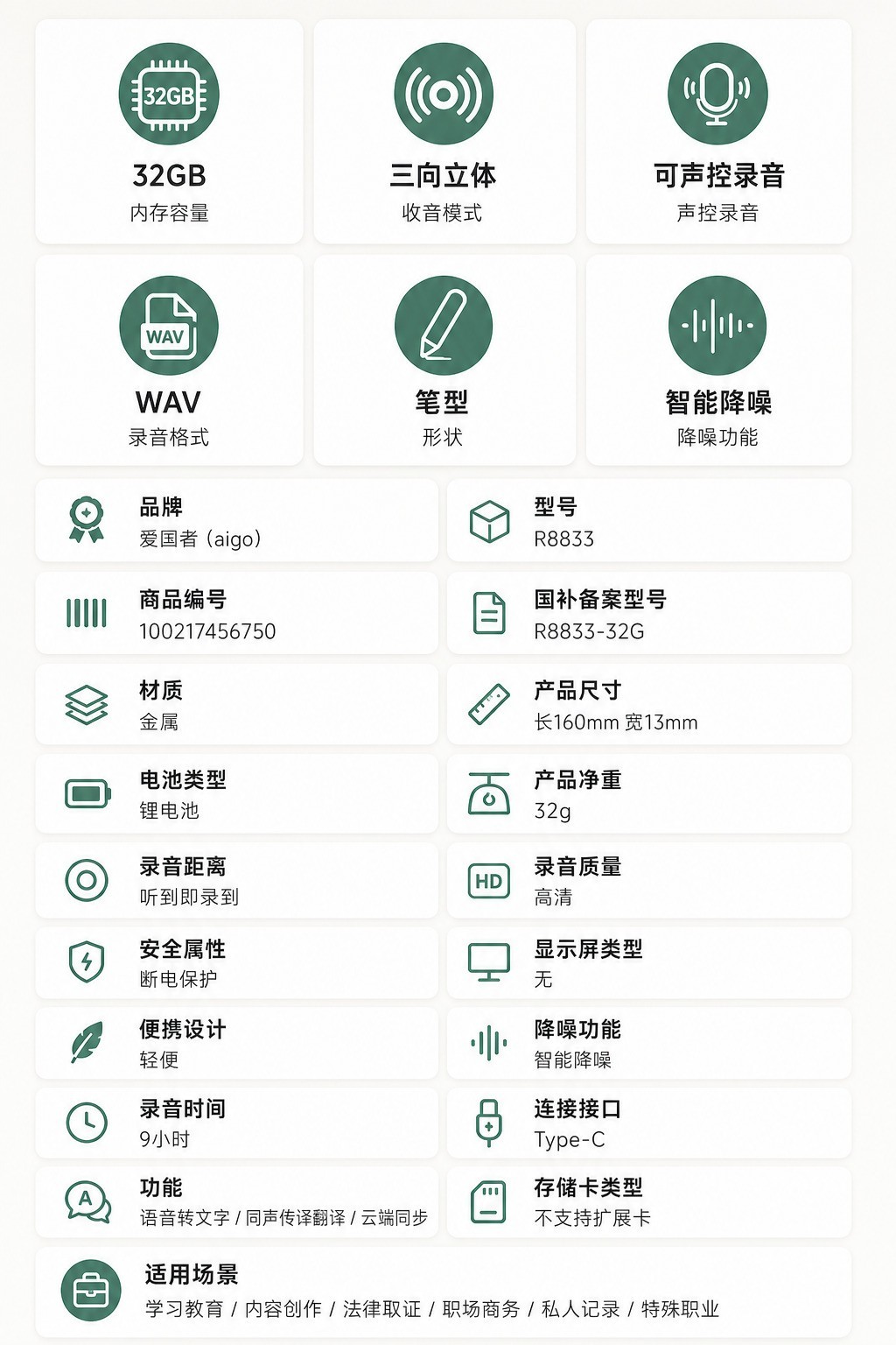 录音笔推荐办公可转文字 爱国者商务高效录音笔