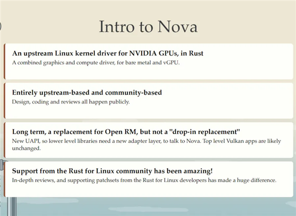 英伟达推开源Rust GPU驱动Nova，目标替代Nouveau并主线集成Linux内核