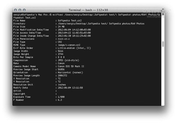 ExifTool Mac1